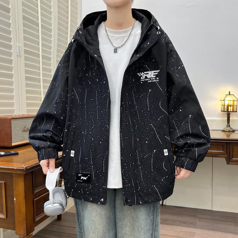 Men s Trendy Gradient Hooded Jacket: Hong Kong Style for Teens 2XL (67.5-75 kg)