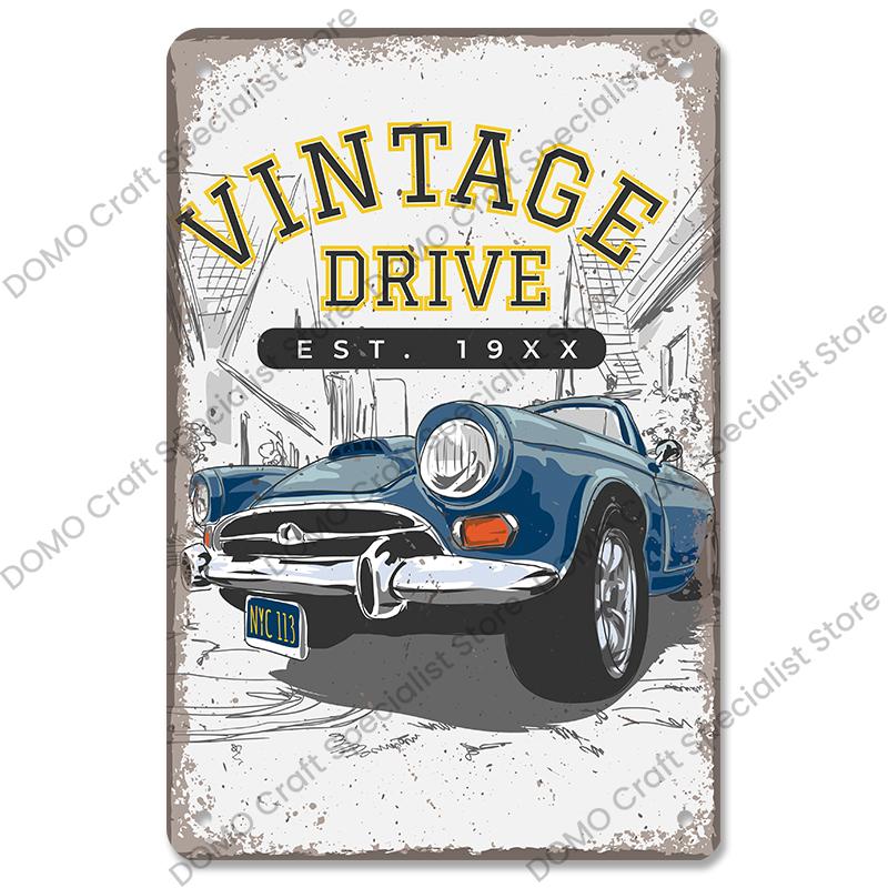 Classic Garage Plaques Metal Tin Signs Vintage Car Motor Oil Gasoline Metal Plate Wall Decor Garage Club Bar Man Cave