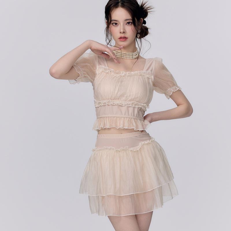 2025 Lace Split Two-Piece Swimsuit: Sexy Mesh Summer Fairy Dress Swimwear for Women