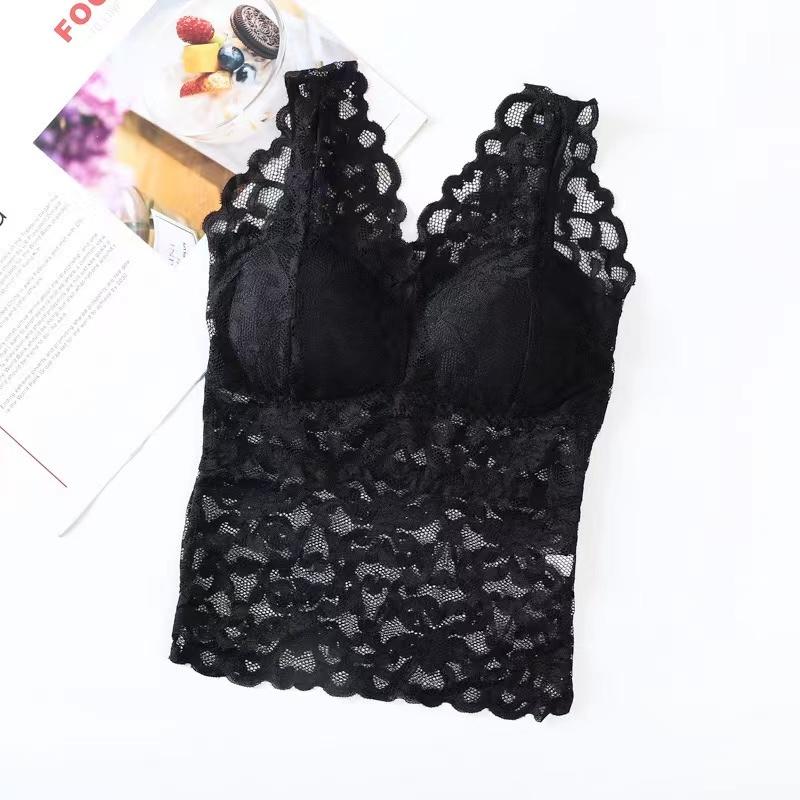 Fashion Bottoming Underwear Thin Backless Sling Hollow Out Lace V-neck Vest Top Sleeveless Bra Vest Inside Wear