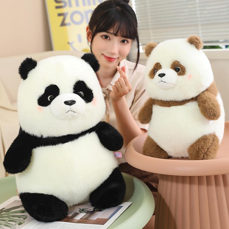 European Mink Bubble Panda Plush Toy Brown Panda Doll Giant Panda Museum Commemorative Doll Gift