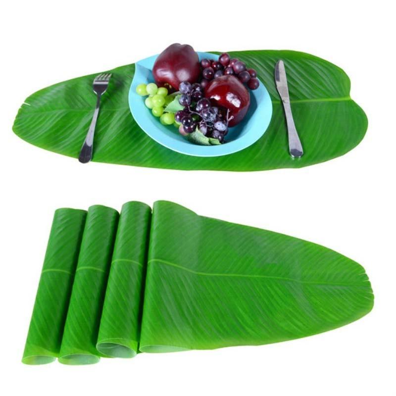 Simulation Banana Leaf Table Decoration Table Flag Banana Leaf