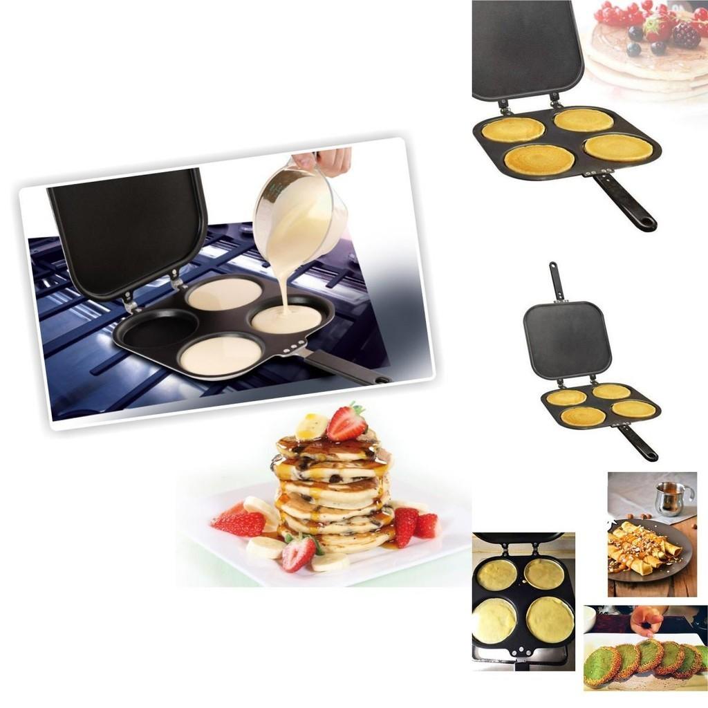 Tigaie Versatilă cu Patru Găuri Antiaderentă - Perfectă Pentru a Face Clătite Omlete și Mai Mult