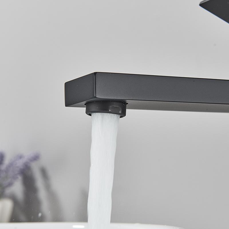 Brushed Gold Square Basin Faucet Bathroom Deck Mounted Washbasin Mixer Tap Single Handle Hot Cold Mixer Tap