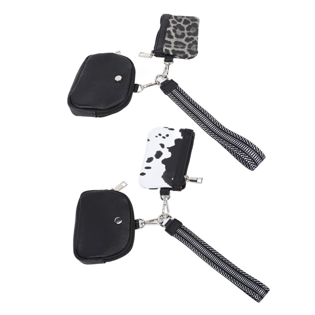 Mini Zip Wristlet Wallet Water Resistant Detachable Fashionable Dual Pouch Coin Purse Keychain for C