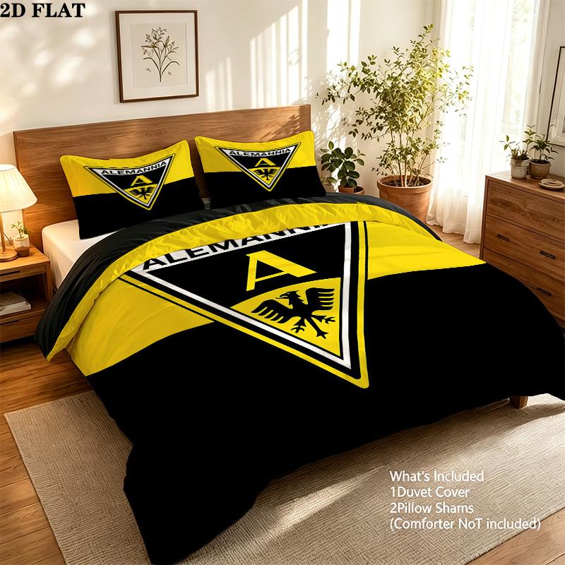 Alemannia Aachen Pattern Bedding Quilt Set Quilt Cover Pillowcase Home Birthday Gift(1 * duvet cover + 2 * pillowcase, without core)