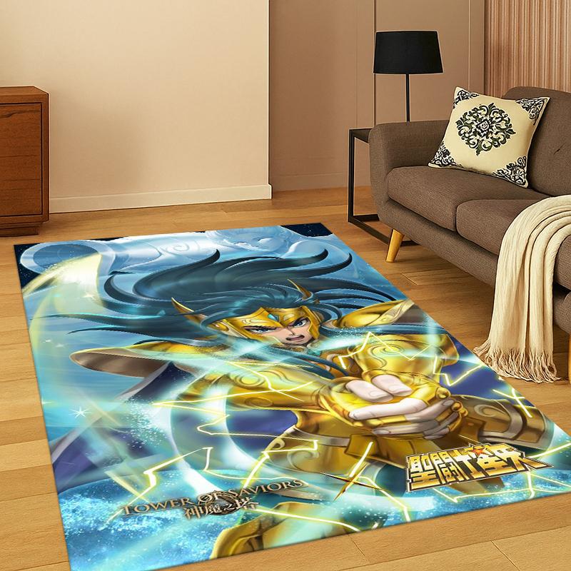 Cartoon Saint Seiya Anime Carpet Rug for Bedroom Living Room Sofa Playroom Doormat Home Decor,Kid Game Area Rug Non-slip gift
