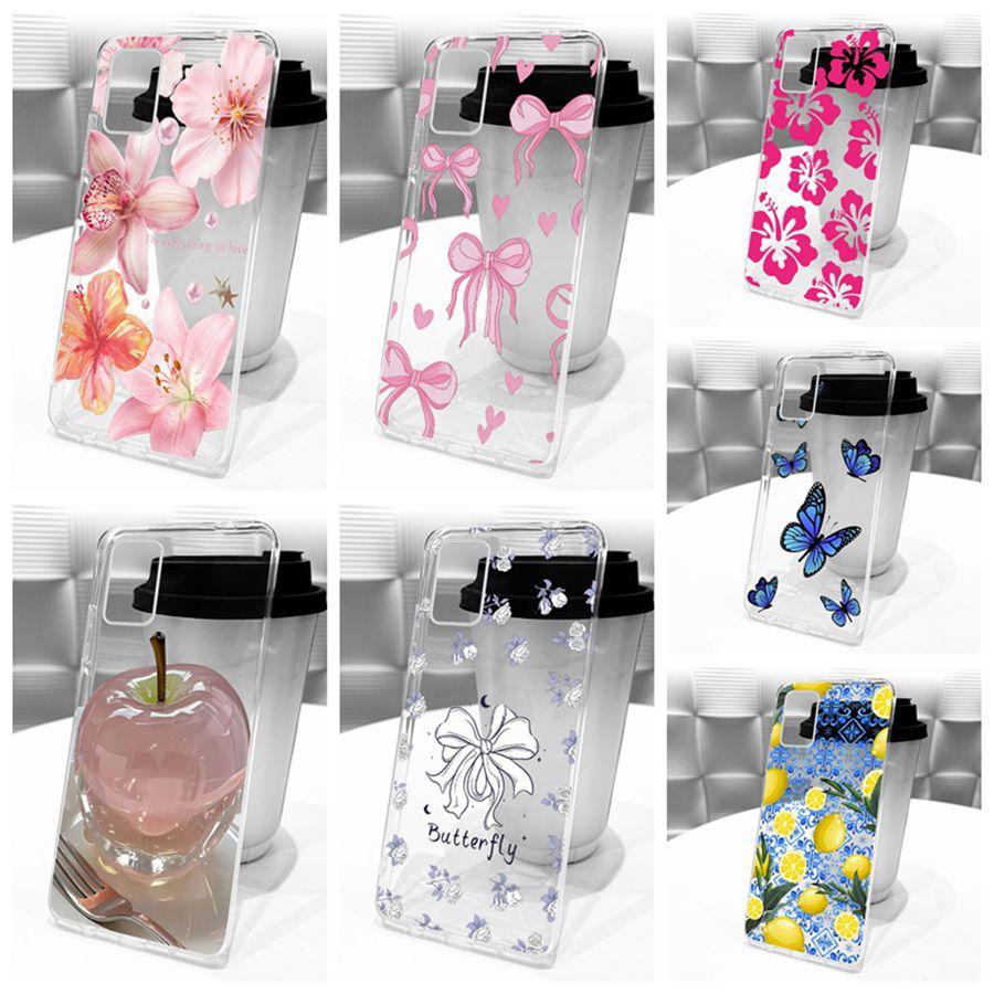 Case For Samsung Galaxy A03s A03 Core A03 Phone Cover for SamsungA03 A 03 S Soft Silicone TPU transparent Painted Flower Fundas