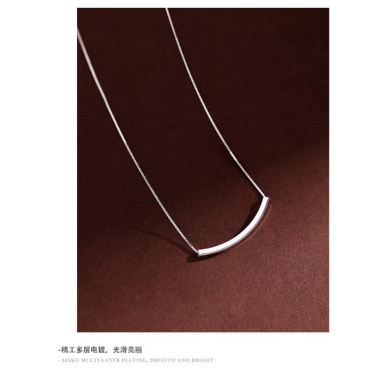 S925 Sterling Silver Necklace Simple and Fashionable Square Tube Chain Women's Chain Necklace