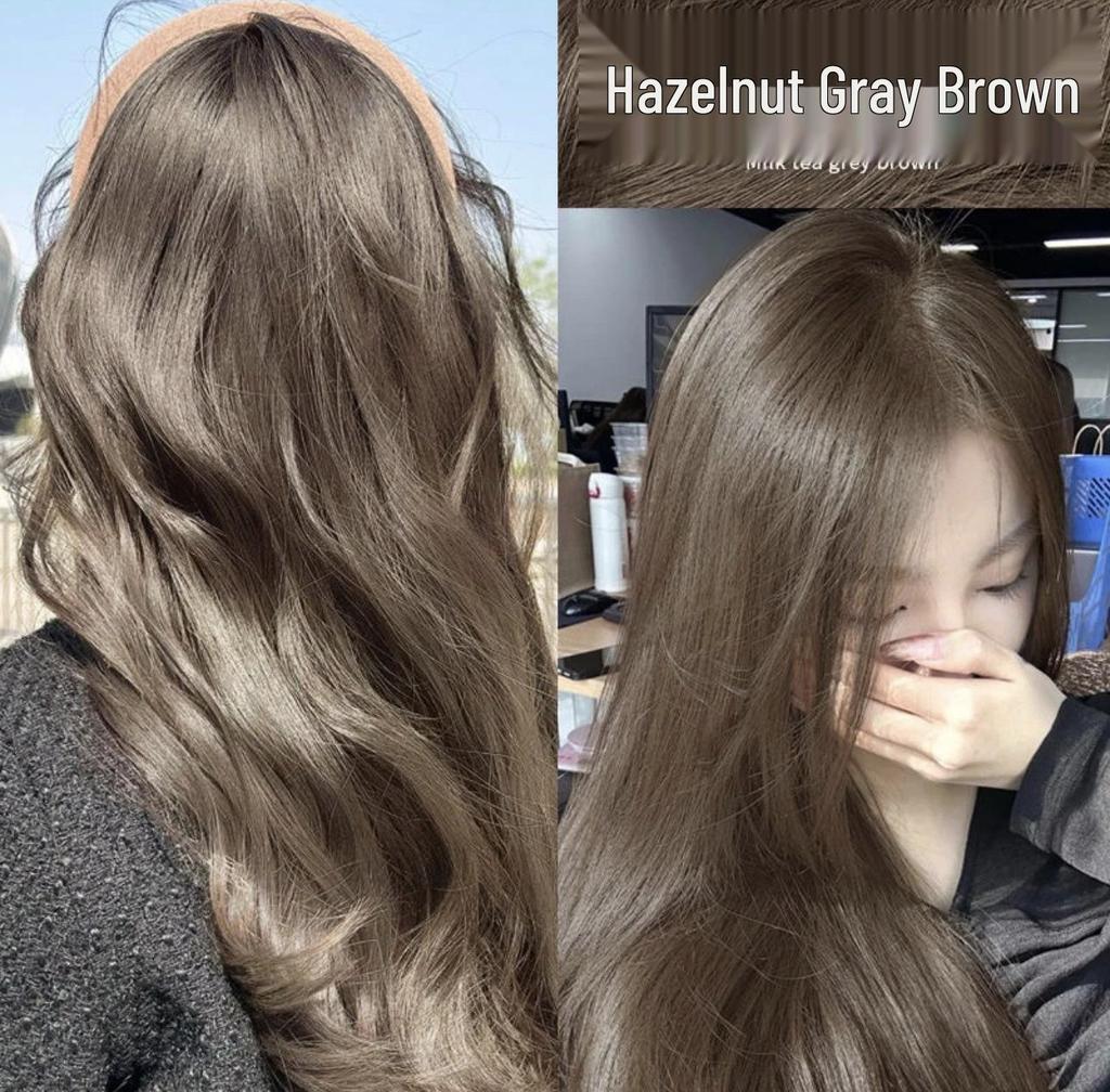 2026 Hair Dye Cream: Gray-Brown Linen, Black Tea Color, with Hair Care Benefits