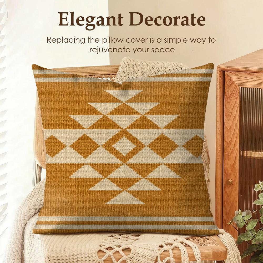 Navajo Print Pattern Cushion Cover Natural Linen Organic Fabric DoubleSided Printing Sofa Home Decor Gift Pillow Case