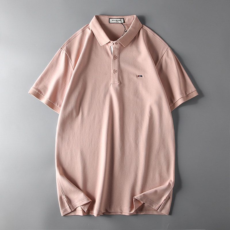 Fashion Brand Short Sleeve Cotton Accessible Luxury Export T-shirt Polo Shirt Pink L