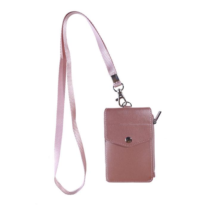 Vertical Leather Card Holder Wallet Multi-Pocket Neck Lanyard ID Badge Holder with Zip Pocket Card Slots for Work School Cruise Hotel