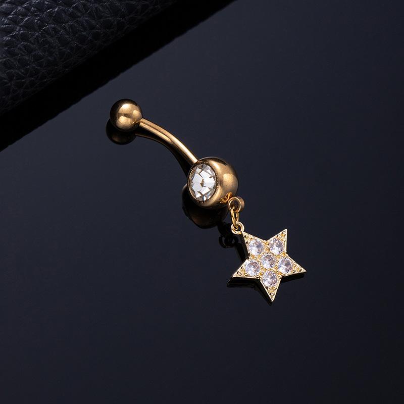 Piercing per Ombelico Microstone Chiodi per Ombelico Vento Farfalla Amore Anello per Ombelico Stella Luna Fiore Femminile Fibbia per Ombelico