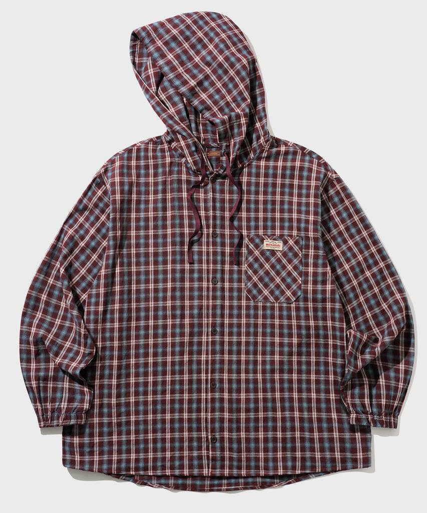 Wv Project Bay Oversized Check Hoodie Burgundy Jils7771