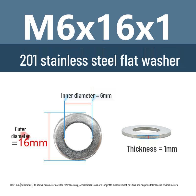 Yigu Oversized Thickened 201 Stainless Steel Flat Washers for M3, M4, M5 Industrial Use