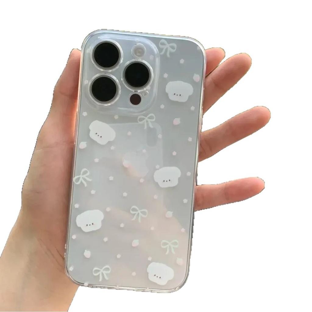White Dog for Apple 17pro Mobile Phone Case New Silicone Anti-fall All-inclusive 16 Transparent Advanced 13