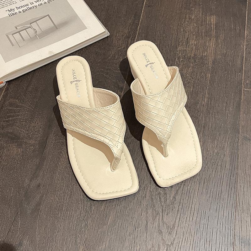 

Ретро простые и универсальные шлепанцы на танкетке женские летние новые повседневные шлепанцы для юбки летние сандалии 40 бежевый