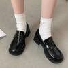 Fashion 2024 New Black Platform Women Loafers Fashion Round Toe Chunky Heels Retro Flat Shoes Female Slip on Casual Dress Women Pumps
