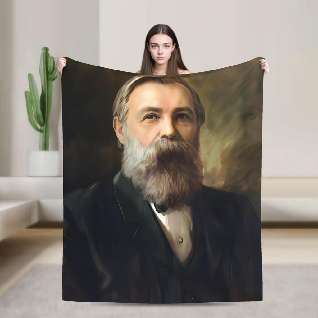 Super Warm Blankets Camping Karl Marx Engels and Lenin Throw Blanket  Flannel Bedspread For Couch Bed Graphic Sofa Bed Cover