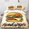 Hamburger King Queen Bettbezug Fast Food Thema Bettwäsche-Set Fleisch Käse Steppdeckenbezug Kinder Niedlicher Cartoon-Stil Deckenbezug