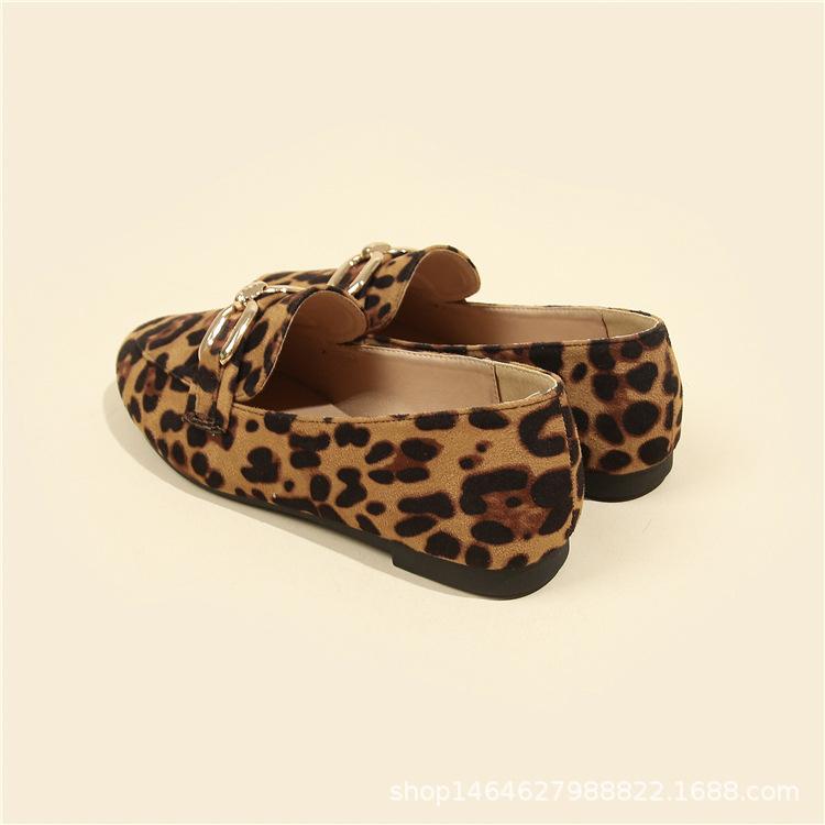 Fashion leopard print casual soft sole single shoes women's casual shoes round head flat shoes women's autumn
