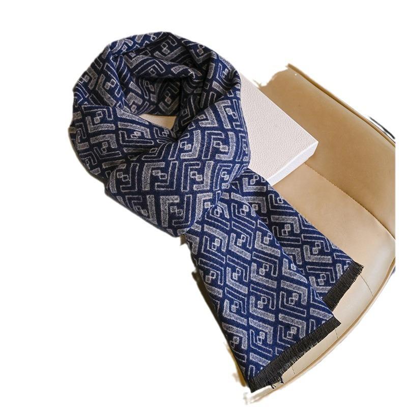 Men's Scarf Winter High-end Letter Fashion Scarf Men's Winter New Black Business Versatile Winter Containing Wool