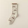 5/10 Pairs Casual Winter Australian Wool Socks for Women Thickened Warm Bow Tie Floor Socks Medium Length Socks In Coffee Color Plush Socks
