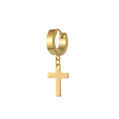 Orecchini a Bottone a Forma di Croce da Uomo in Acciaio Inossidabile Stile Hip Hop Rock Accessorio Moda Orecchino a Clip Gioielli Forniture per Feste