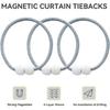 6 Pack Magnetic Curtain TieBacks, Curtain Clip Cord Buckle, Curtain Drape Holdbacks for Home Office Window, Decorative Weave Rope Holder, Grey