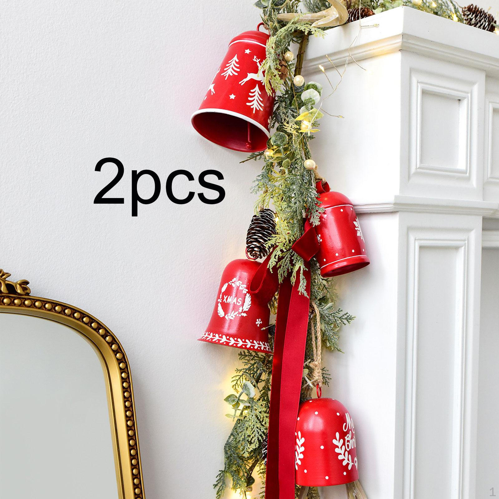 

2 Pieces Christmas Decoration Bell Party Supplies Indoor Ornament Pendant for Holiday Wall Window Letter Elk
