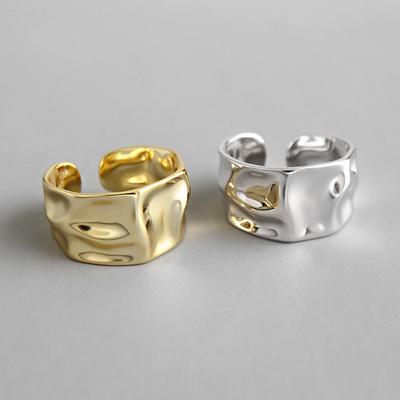 Fashion Irregular Concave Convex Gold  Color Ring Width Open Finger Ring For Women Men Jewelry