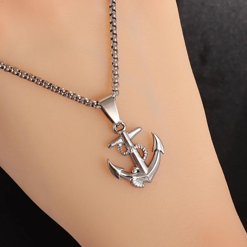 Stainless Steel Pirates of The Caribbean Anchor Sailor Anchor Necklace Pendant Men Women Fashion Hip Hop Street Jewelry