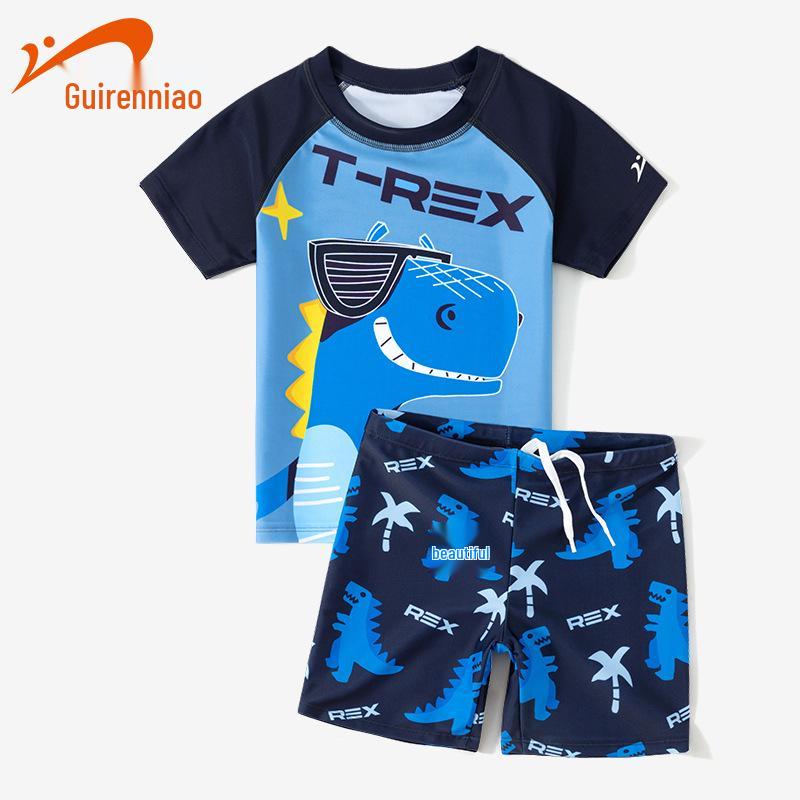 

Guirenniao Kids Cartoon Swim Set: Quick-Dry Two-Piece with Short Sleeve and Swim Trunks for Boys 10 (Height 105-120 cm)