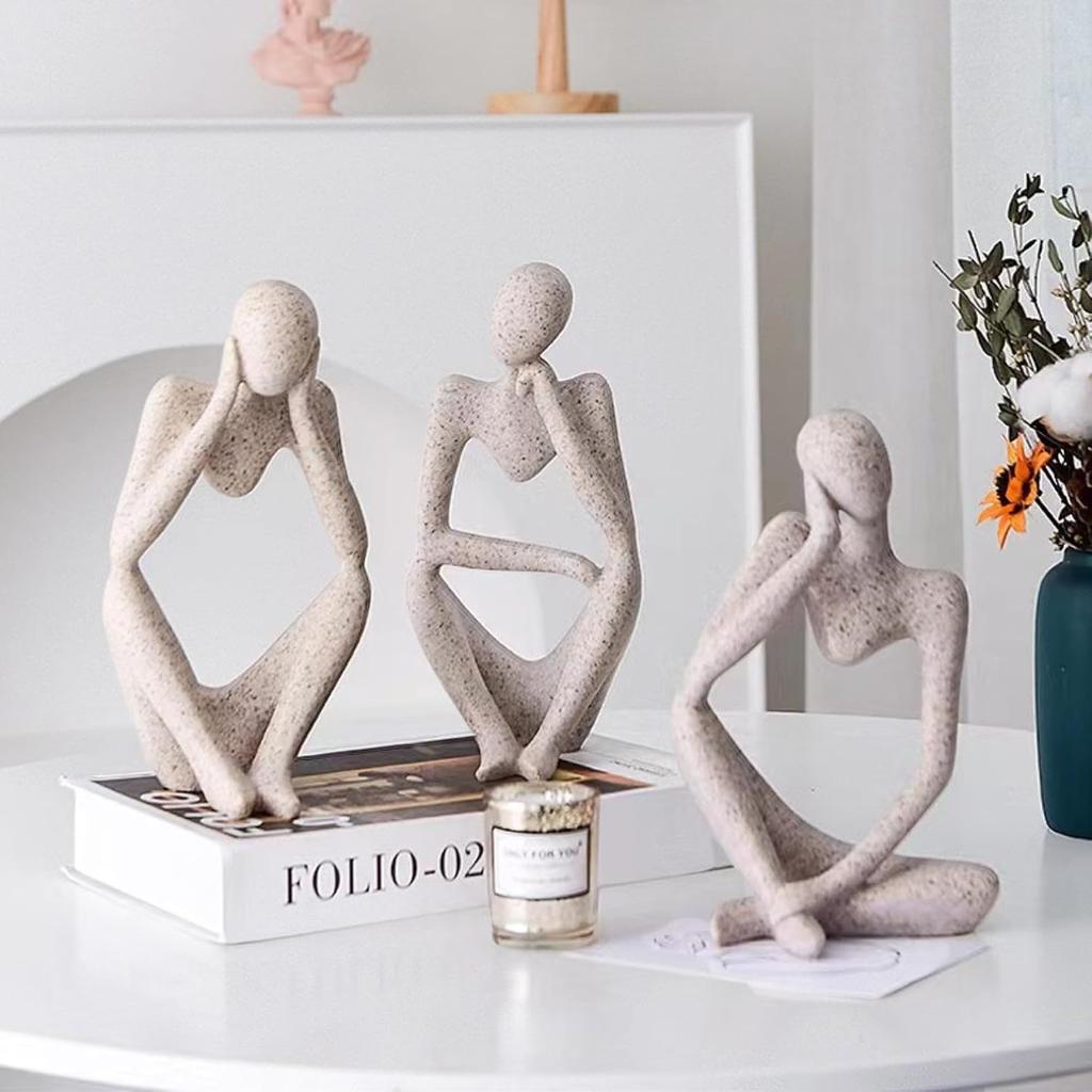 Human ObjectThinking Style - 3 Piece Set Human-shaped Object Figurine Abstract Art Modern Interior Goods Decoration Sculpture Ornament Stylish Compact