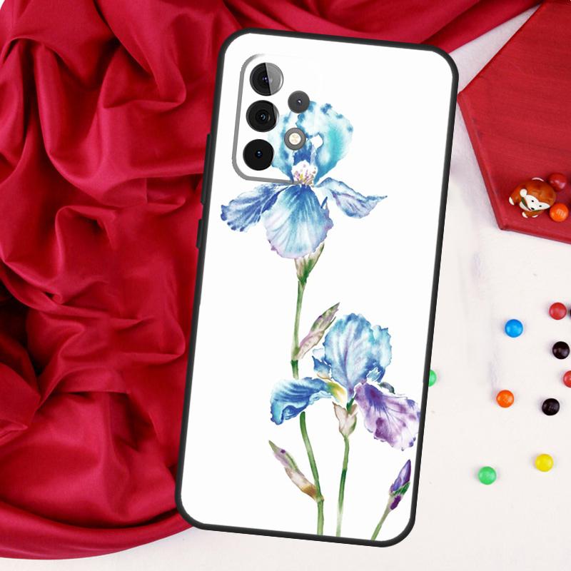 Iris Purple Flower Watercolor For Samsung Galaxy A56 A36 A26 A16 A05 A06 A22 A32 A52 A54 A34 A14 A55 A15 A53 A33 A35 Case