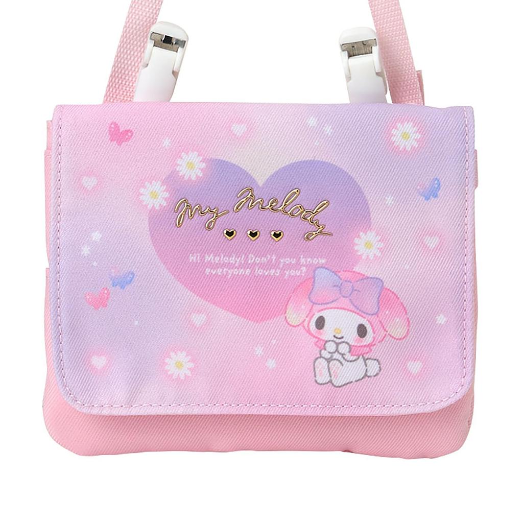 Sanrio My Melody Shoulder Pocket Pouch 14cm x 1cm x 12cm with Name Tag Space for Item 102164 - Polyester, Approx. (W) (D) (H), Inside, Children, No.