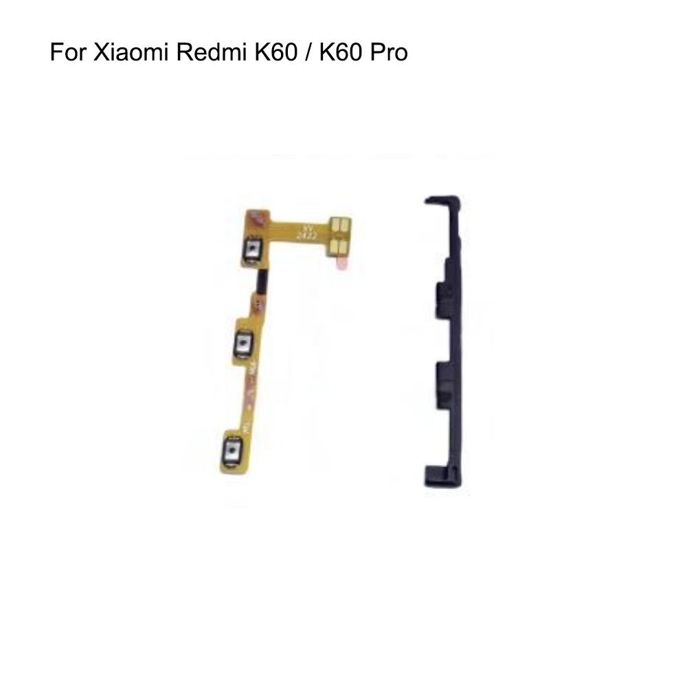 2 In 1 Side Button For Xiaomi Redmi K60 Power On Off ButtonVolume Buttons Flex Cable Set Red Mi K 60 Pro Plastic Plate Clip