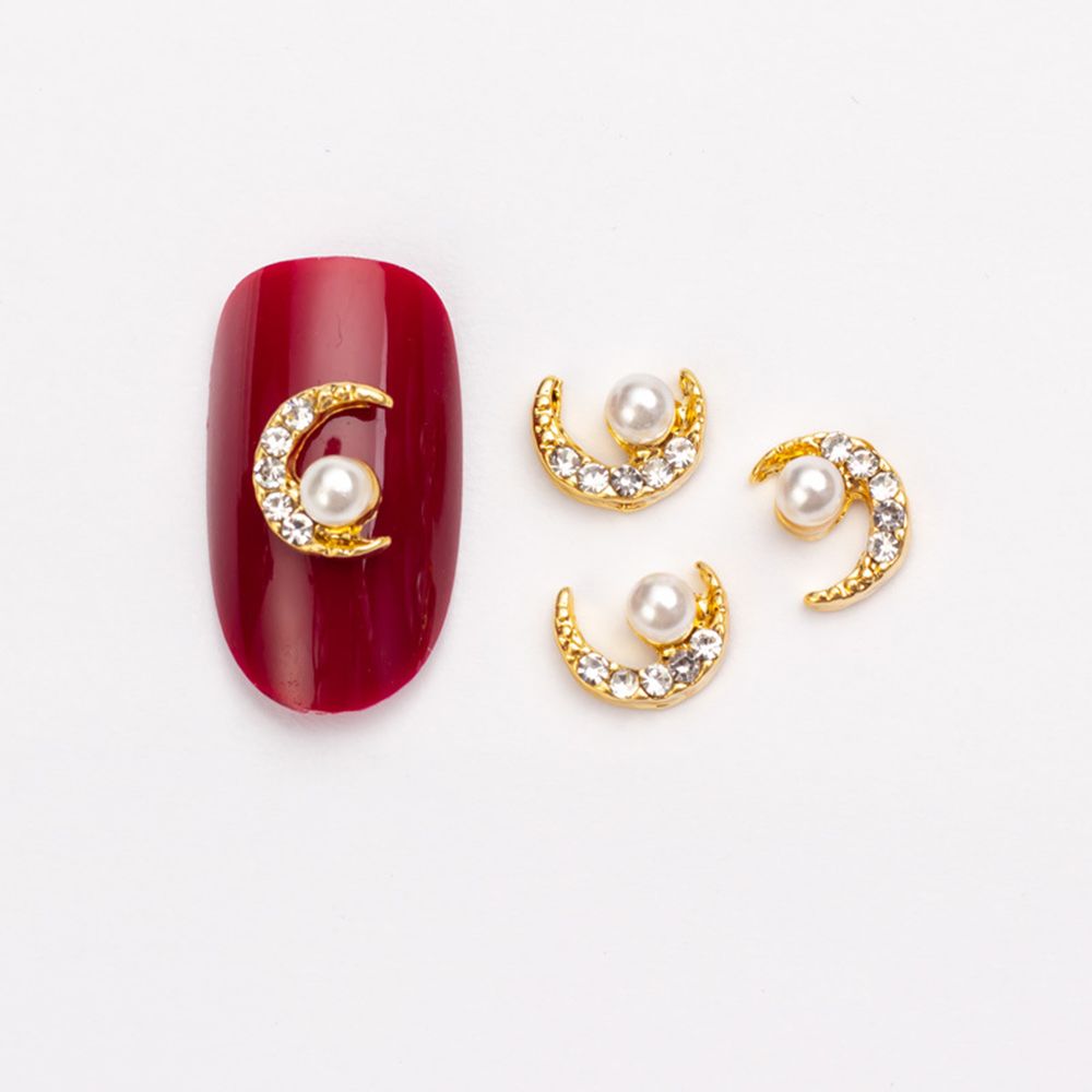 Buy Shiny Nail Art Charm Rhinestone Nail Art Jewelry Gold Silver Moon