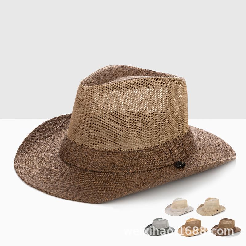 Straw Hat Men's Spring and Summer Outdoor Construction Site Sunscreen Hat Breathable Sun Hat Casual Visor Hat Top Hat Fishing Hat