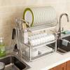 3 Tiers Dish Drainer Large Capacity Rust-Proof Iron Kitchen Storage Shelf with Multifunctional Drain Set Utensil Rack for Dishes