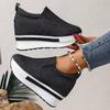 Canvas Schuhe Damen Innen erhöhend Frühling und Herbst Neue lässige Einzelschuhe Überfuß Muffinsohle Damenschuhe