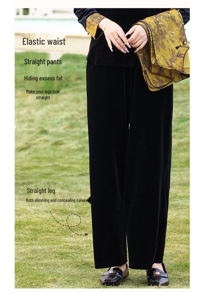 Mother's Day Spring Velvet Suit: Elegant Chinese Style Three-Piece Vest Set for Middle-Aged and Elderly Women