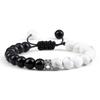 Volcanic Rock & White Turquoise Snowflake Bracelet Set