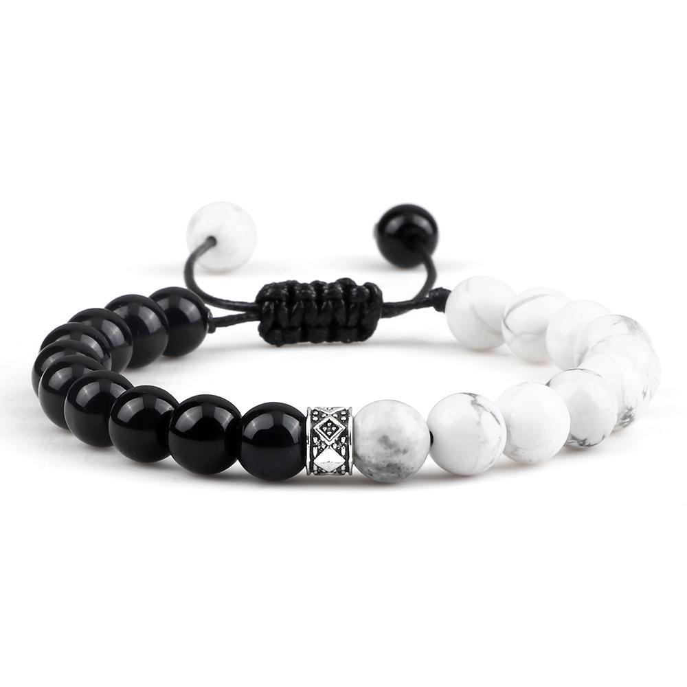 Volcanic Rock & White Turquoise Snowflake Bracelet Set