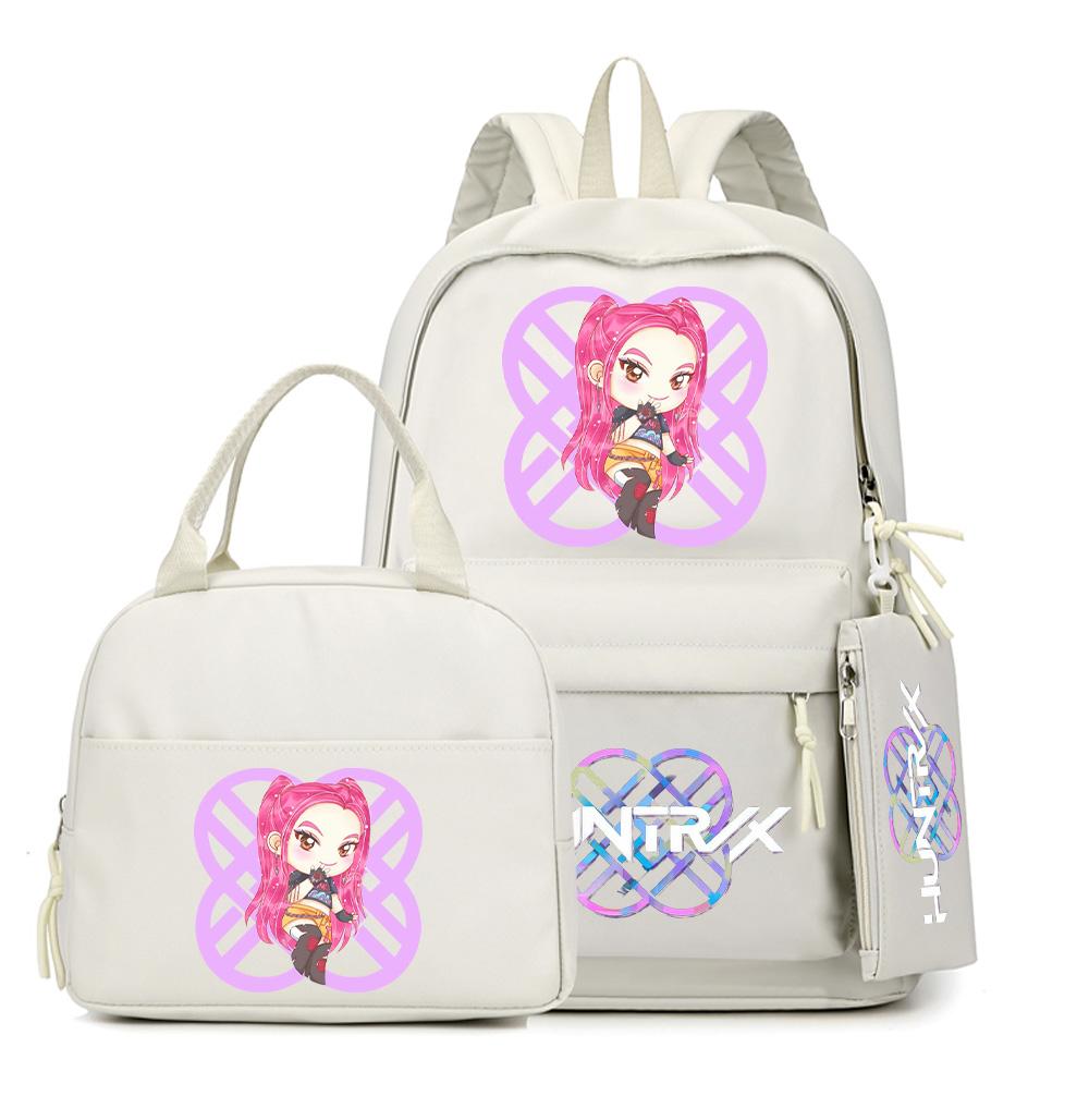 4-teiliges/Set Cartoon Anime K-Pop bedruckter Rucksack mit Federmäppchen Handtasche für Teenager Schüler Junge Mädchen Schultasche Schultasche Große Kapazität Reisetasche