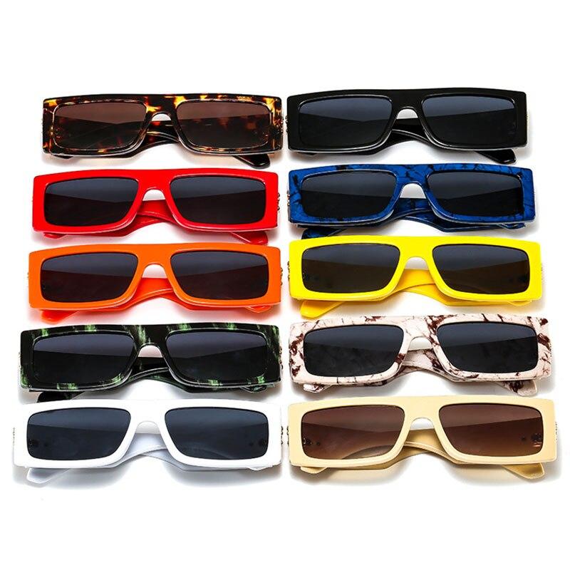 SHAUNA Ochelari de soare retro, dreptunghiulare mici, UV400 Ins, cadru marmorat popular, ochelari de soare 10 culori