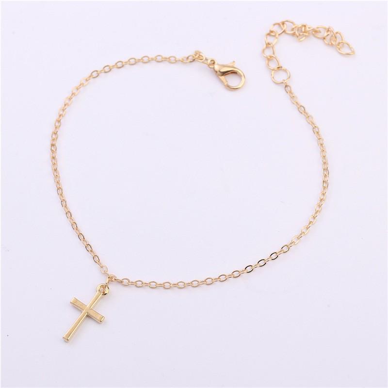 Trendy Summer Cross Anklet: European & American Style Foot Jewelry