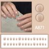 30Pcs French Pearlescent Glitter Short Square False Nails With Jelly Adhesive Detachable Full Cover Artificial Press On Nails