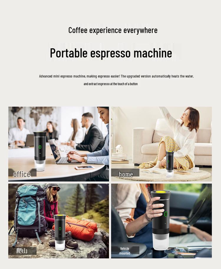 Compact Portable Espresso Machine - Automatic Electric Capsule Coffee Maker for Travel